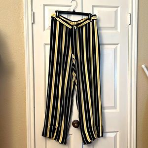 Worthington Woman’s Wide Leg Pants - Yellow/Black/White Stripe.